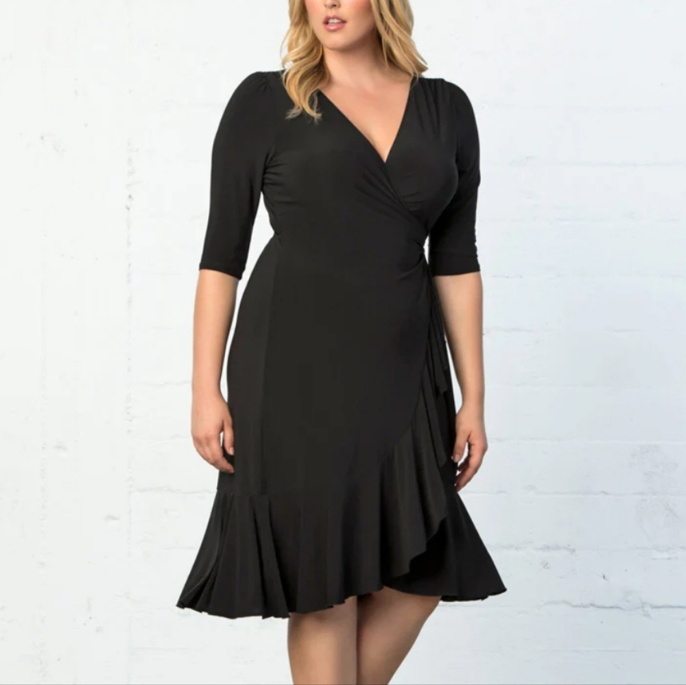 KIYONNA Whimsy Wrap Black Dress NWT Size: 4X